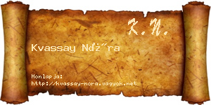 Kvassay Nóra névjegykártya